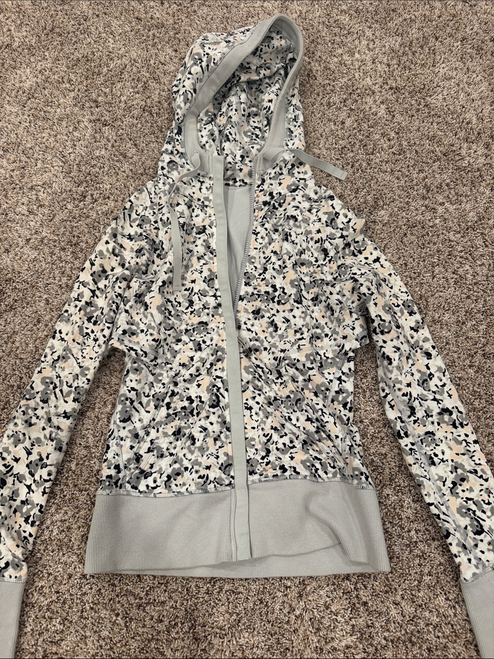 Lululemon Light Gray Floral Zip Hoodie Jacket
